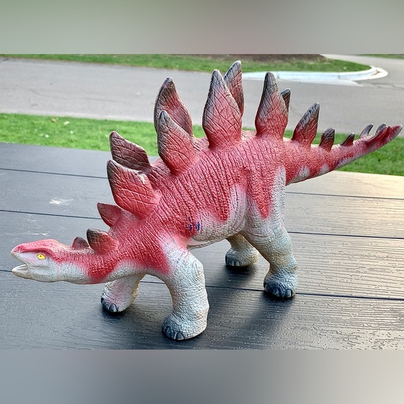 Vintage Large Rubber Plastic Realistic Pneumatic STEGOSAURUS Toy Dinosaur - Picture 5 of 16